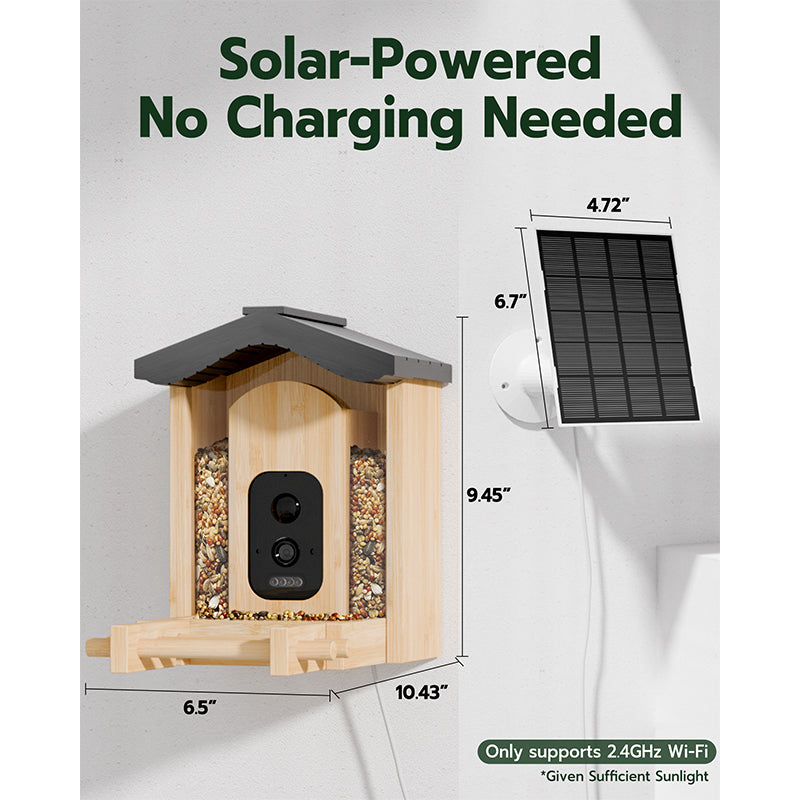 Bird Feeder with Camera, Smart Bird Feeder for Outdoors, Wild Birds Feeders with Solar Panel