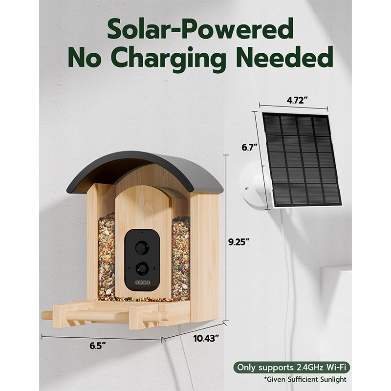 Bird Feeder with Camera, Smart Wild Bird Feeder for Outdoors with AI Identify, Solar Bird Feeder Watching Camera Auto Capture Birds