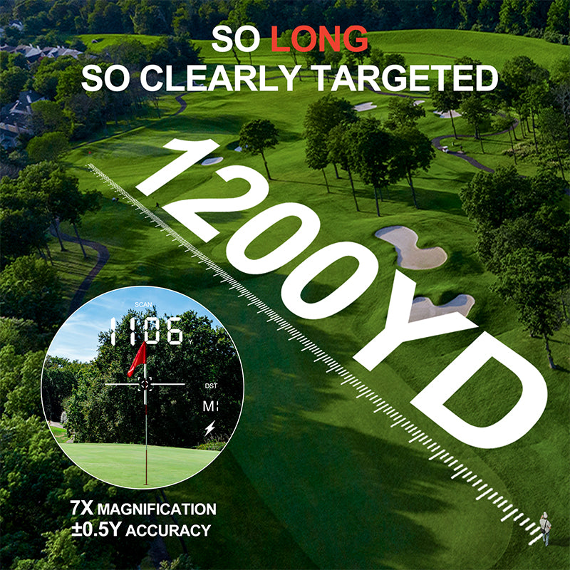Golf Rangefinder with Slope, 1200 Yards Laser Range Finder for Golfer, 7X Magnification Range Finder Rechargeable Golf Accessories for Men