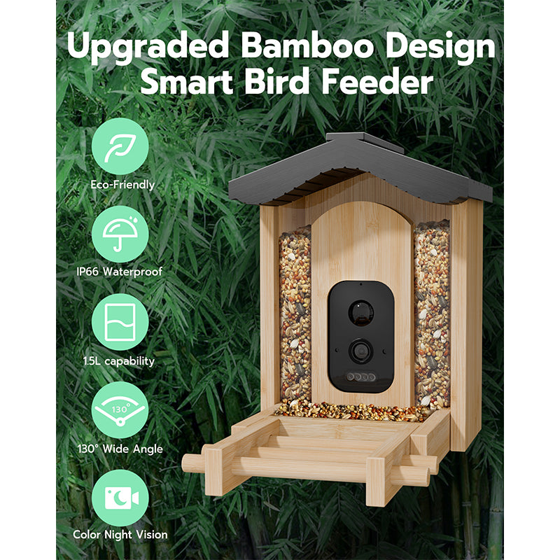 Bird Feeder with Camera, Smart Bird Feeder for Outdoors, Wild Birds Feeders with Solar Panel