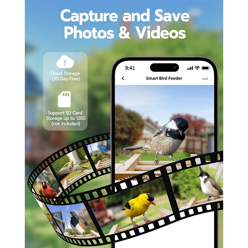 Bird Feeder with Camera, Smart Bird Feeder for Outdoors, Wild Birds Feeders with Solar Panel