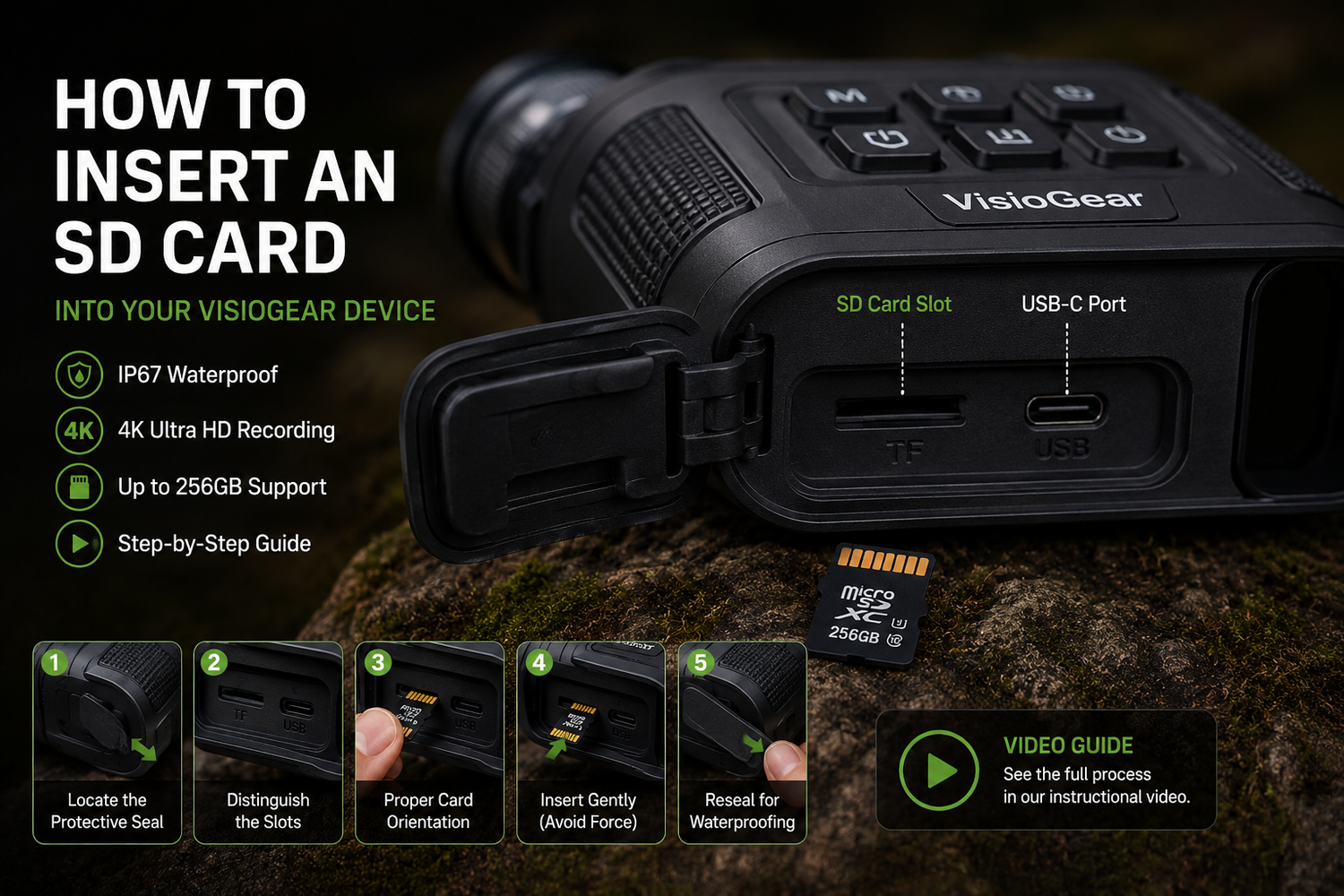 How to Insert an SD Card into Your VisioGear Device