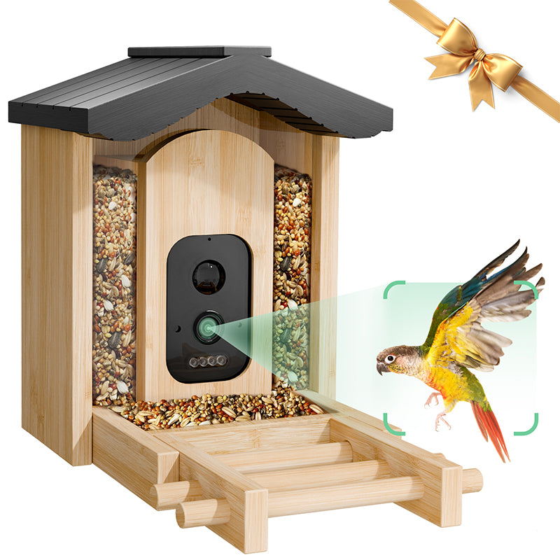 Bird Feeder with Camera, Smart Bird Feeder for Outdoors, Wild Birds Feeders with Solar Panel