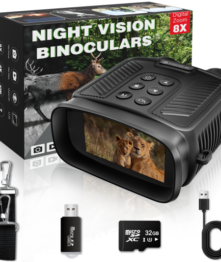 Night Vision Goggles - NOVA 4K Night Vision Binoculars for Adults, 3“ HD Screen Binoculars with 7 Levels Infrared Night Vision, 32GB Card Included Perfect for Camping, Huting & Security